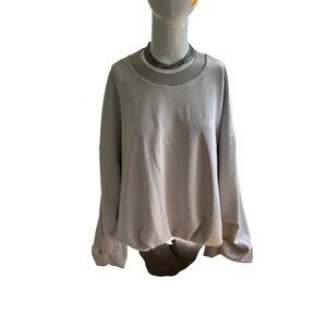 RARE LULULEMON XL SOFTSTREME VOLUMINOUS SLEEVE OVERSIZED PULLOVER IN BONE‎ SZ XL